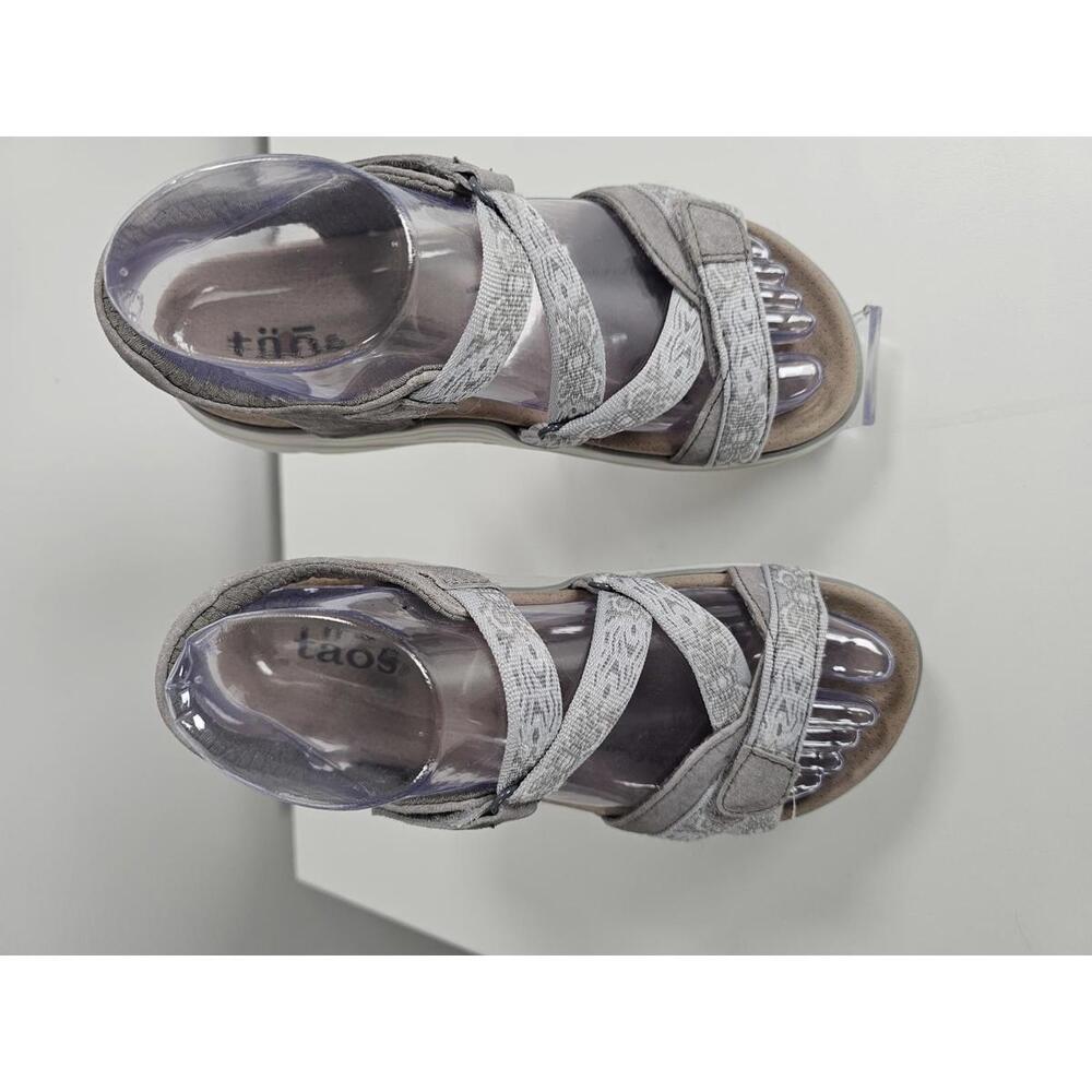 Taos Gray Suede and Fabric Adjustable Strap Sandals - Picture 10 of 15